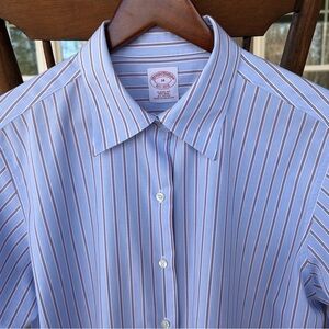 Brooks Brothers Women’s Dress Shirt Blue Stripe Long Sleeve Button Up Size 14